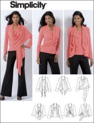 2603 Simplicity KNIT SHELL TOP,  SHAPED CARDI WRAP PATTERN XXS-XL 2 SZS CHOICE UNCUT